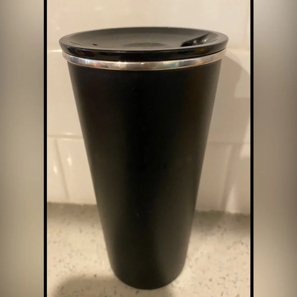 Starbucks travel cup black matte stainless steel 16 ounce